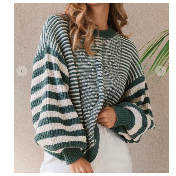 Cozy Perfect Striped Boho Cable Sweater - Picture 2 of 8
